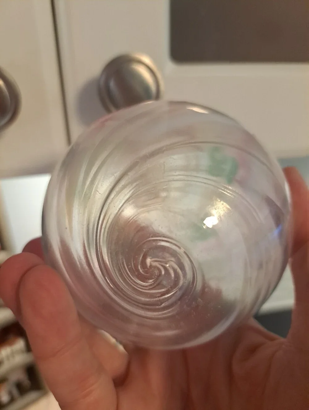 Hand Blown Glass Christmas Ball Ornament Bauble Witch Orb Pink 4”